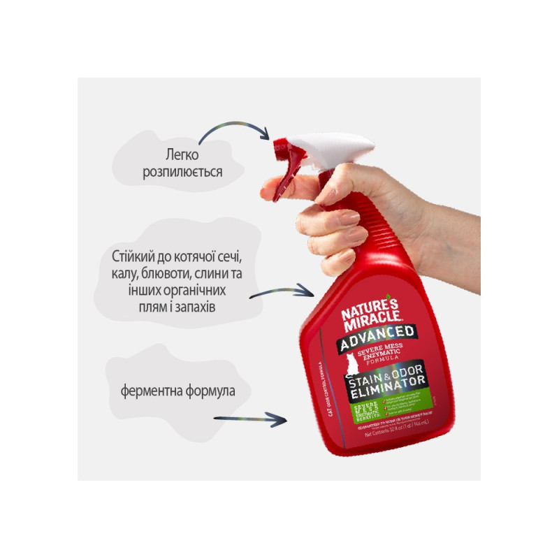 Спрей 8in1 NM ADV Cat S&O Elimin Spray Lemon для котів, усунення плям та запахів, з посиленою формулою, аромат лимону, 946 мл