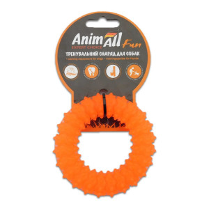 Іграшка AnimAll Fun кільце з шипами для собак, помаранчеве, 9 см