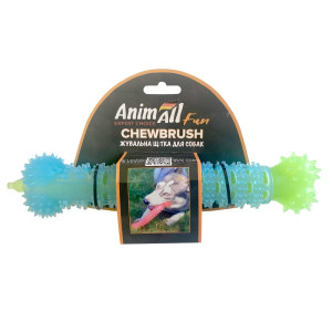 Іграшка AnimAll Fun жувальна щітка-кістка для собак 24 см, блакитно-зелена