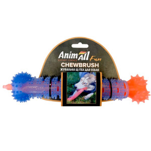Іграшка AnimAll Fun жувальна щітка-кістка для собак 24 см, помаранчево-синій