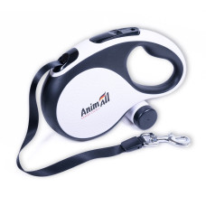 AnimAll Рулетка-повідець з диспенсером L до 50 кг/5 метрів, біла