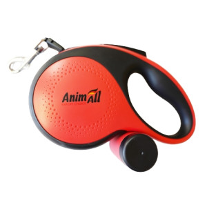 AnimAll Рулетка-повідець з диспенсером L до 50 кг/5 метрів, червоний
