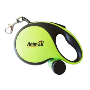 AnimAll Рулетка-повідець з диспенсером S до 15 кг/3 метрів, зелена