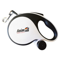 AnimAll Рулетка-повідець з диспенсером М до 30 кг/5 метрів, біла