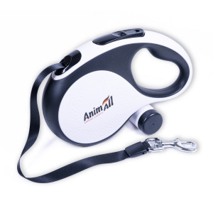 AnimAll Рулетка-повідець з диспенсером ХL до 50 кг/8 метрів, біла