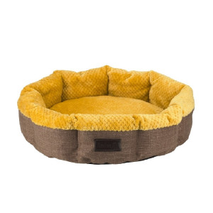 Лежак AnimAll S Sun сталеве місце для собак і котів, коричневий/жовтий, 50х50х15, (6018)