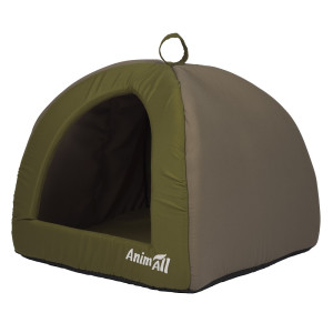 Лежанка-будиночок AnimAll Bad Green зі з'ємною двосторонньою подушкою для котів та дрібних порід собак, колір зелений, S 46х46х35 см