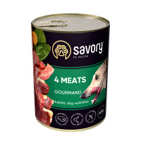 Вологий корм Savory Gourmand для собак всіх порід - вибагливих, з чотирма видами м'яса, 400 г