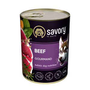 Вологий корм Savory Gourmand для собак всіх порід - вибагливих, з яловичиною, 400 г