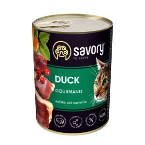 Влажный корм Savory Gourmand для кошек - привередливым, паштет, с уткой, 400 г