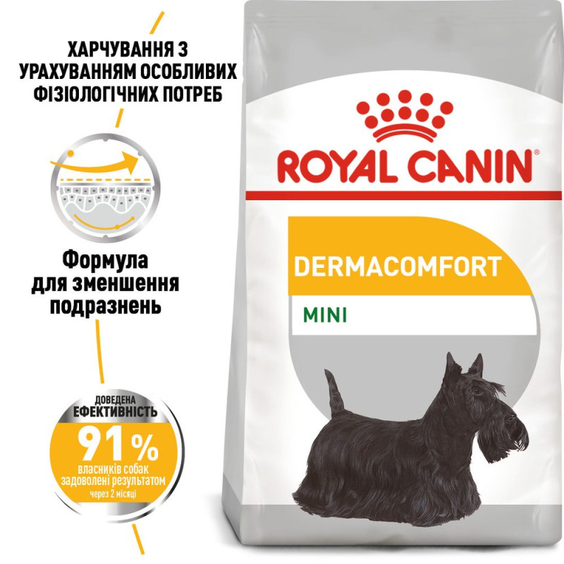 Сухой корм для собак ROYAL CANIN MINI DERMACOMFORT малых пород с склонностью к раздражению и зуду кожи, 3 кг