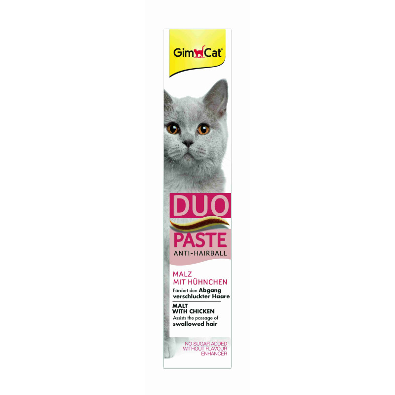 Паста для кошек с чувствительным пищеварением GimCat DUO PASTE Anti-hairball malt with chicken мальт и курица, 50 г
