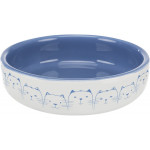 Миска Trixie для котів коротконосих порід, керамічна, 15 см, 300 мл (світло-синя/біла)