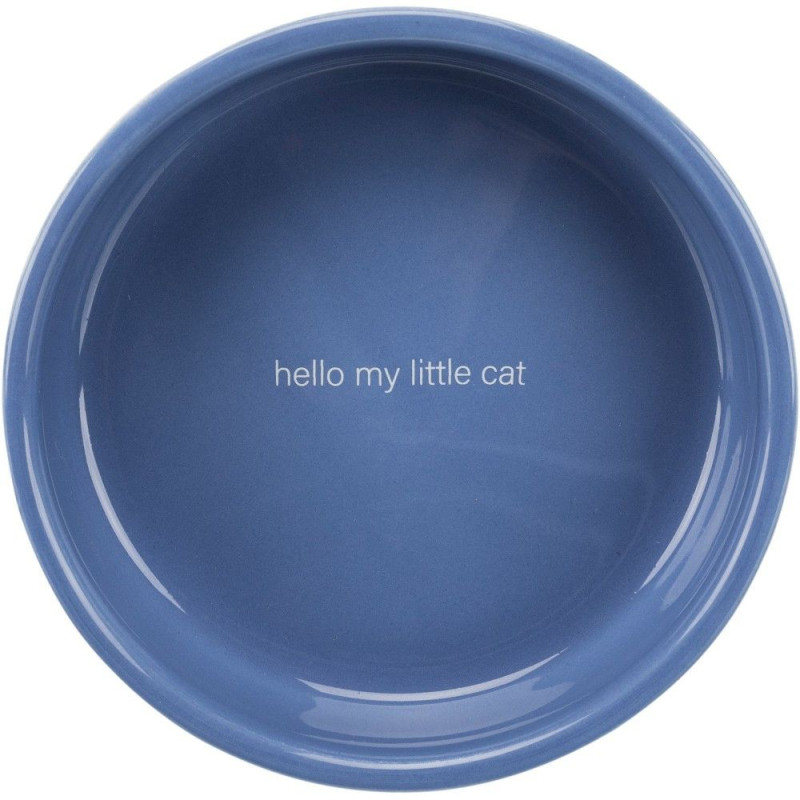 Миска Trixie для котів коротконосих порід, керамічна, 15 см, 300 мл (світло-синя/біла)