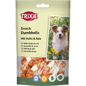 Ласощі Trixie Denta Fun Chewing Dumbbells для собак Гантель жувальна з куркою та рисом 100 г 6 шт