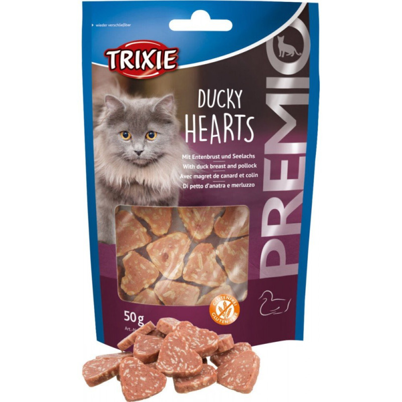 Ласощі Trixie Premio Ducky Hearts для котів сердечка з качкою та рибою 50 г