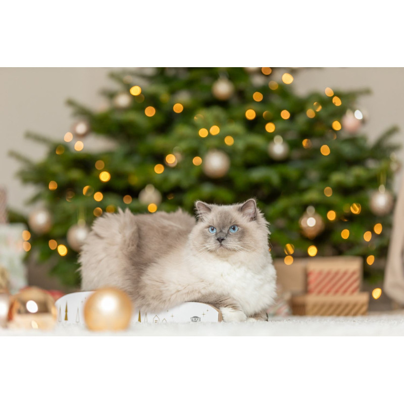 Кігтеточка-хвиля Trixie для котів Різдвяна, картонна, біло-золота, 43,5x8x20 см