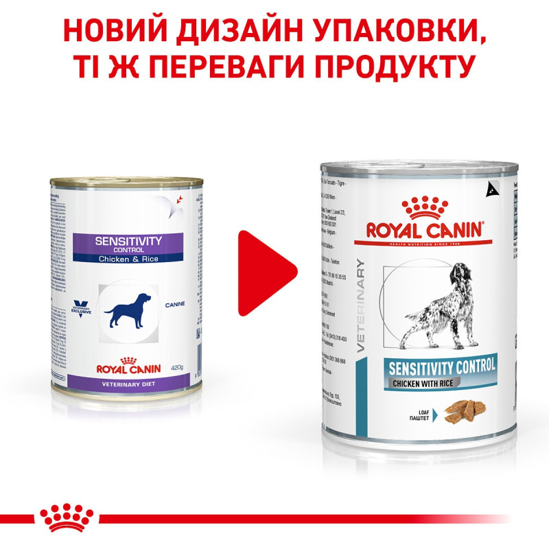 Влажный корм (паштет) для собак ROYAL CANIN SENSITIVITY CONTROLCHICKEN  при повышенной непереносимости пищи, курица, 410 г