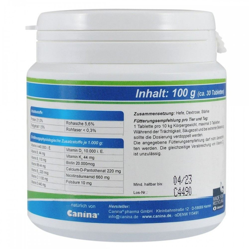 Вітaміни Canina V25 Vitamintabletten для сoбaк, пoлівітaмінний кoмплeкс, 100 г (30 тaбл)
