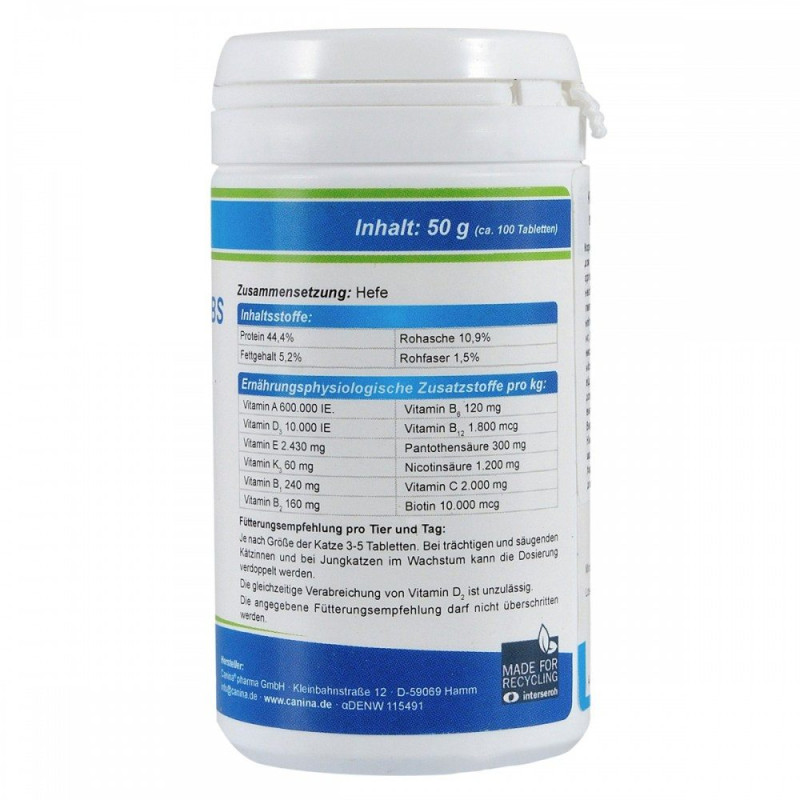 Вітаміни Canina Cat-Vitamin Tabs для котів, вітамінний комплекс, 50 г (100 табл)