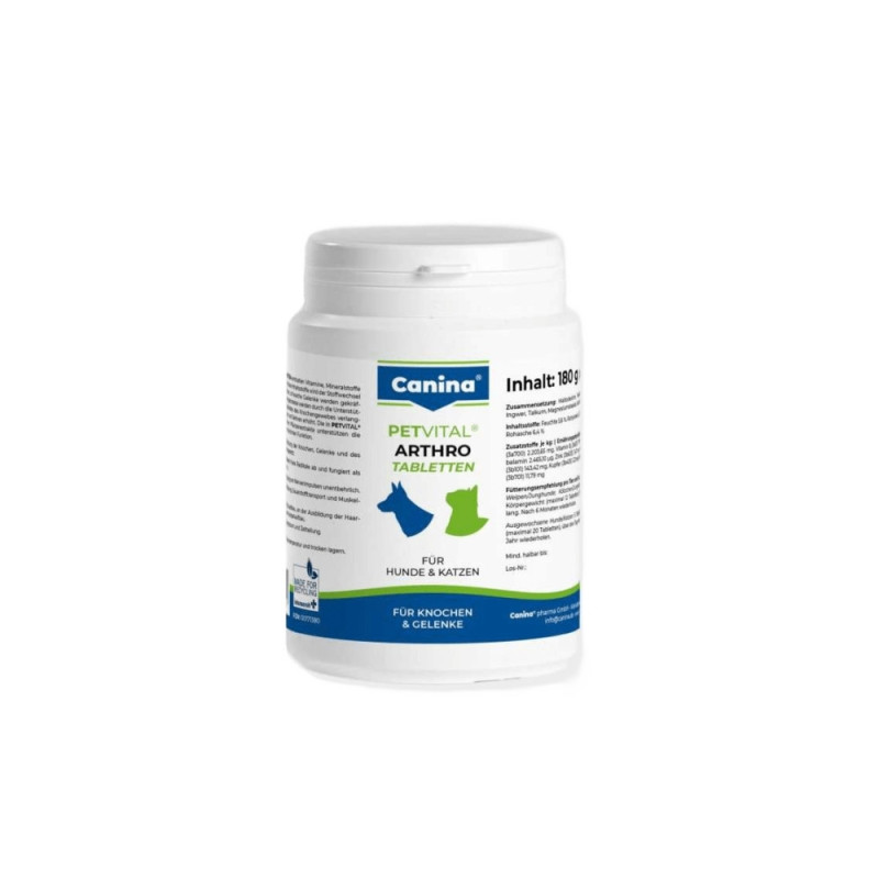 Вітaміни Canina Petvital Arthro-Tabl. для сoбaк тa кoтів, для прoблeмних сyглoбів, 180 г (180 тaбл)