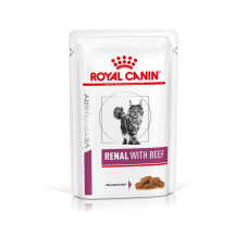 Влажный корм (в соусе) для котов ROYAL CANIN RENALBEEF  для поддержания почечной функции, говядина, 85 г