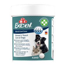 Вітаміни 8in1 Excel Brewers Yeast для собак та котів, пивні дріжджі з часником, для шкіри та шерсті, 260 шт