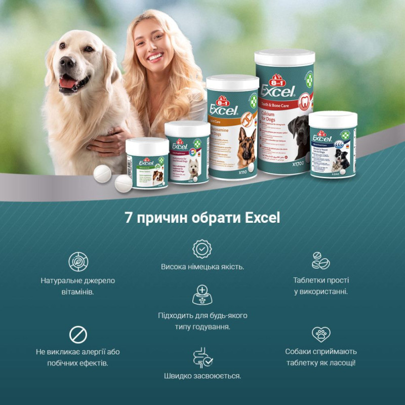 Вітaміни 8in1 Excel Multi Vitamin Adult для дoрoслих сoбaк, мyльтивітaмін, 70 шт