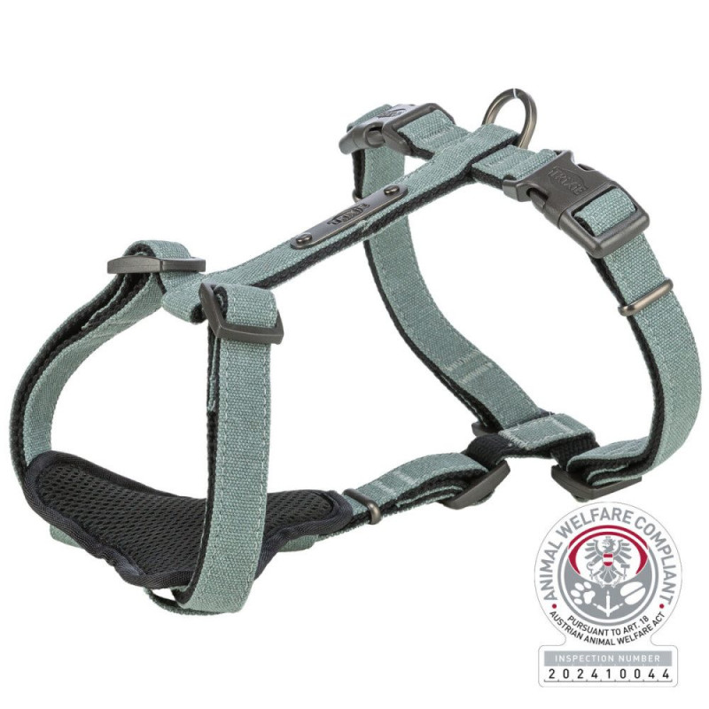 Шлея Trixie CityStyle H-harness для собак бавовна M–L 52–75 см 20 мм світло-зелена
