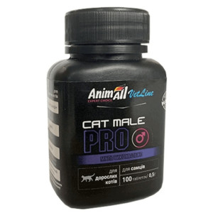 Вітаміни AnimAll VetLine CAT MALE PRO Поліфункціональний комплекс для дорослих котів, 100 табл