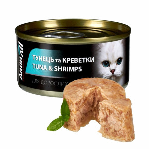 AnimAll АнімАлл вологий корм для котів, тунець з креветками, 85г