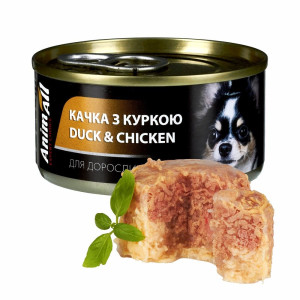 AnimAll АнімАлл вологий корм для собак, качка з куркою, 85г