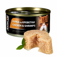 AnimAll АнімАлл вологий корм для котів, курка з креветками, 85г