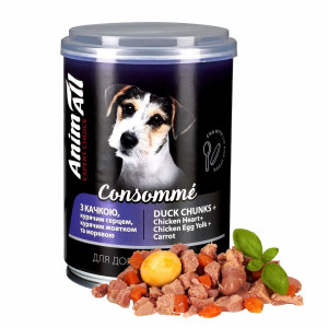 AnimAll АнімАлл вологий корм для собак, консоме з качкою, курячим серцем та курячим жовтком, 375г