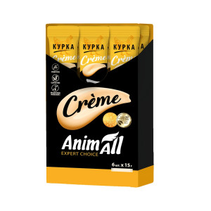 Рідкі ласощі AnimAll Сreme для котів зі смаком курки, 6х15 г