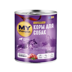 Вологий корм MY champion шматочки з телятиною для собак, 1240г