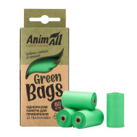 AnimAll GreenBags біорозкладні крохмальні пакети для прибирання 60шт (4 рулони по 15 шт)