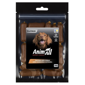 AnimAll PLATINUM Ласощі для собак Міні ковбаски з куркою 100 г