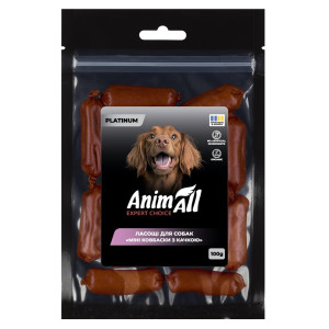 AnimAll PLATINUM Ласощі для собак Міні ковбаски з качкою 100 г