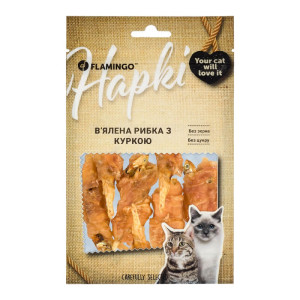 Ласощі Flamingo Фламінго в'ялена рибка з м’ясом курки для котів 50г (611077)