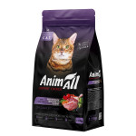 AnimAll АнімАлл Повнораціонний сухий корм для дорослих котів зі свіжою індичкою та качкою, 1,5кг