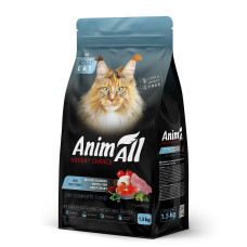 AnimAll АнімАлл Повнораціонний сухий корм з лососем, білою рибою та свіжою індичкою для котів 1,5кг