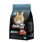 AnimAll АнімАлл Повнораціонний сухий корм з лососем, білою рибою та свіжою індичкою для котів 0,4кг