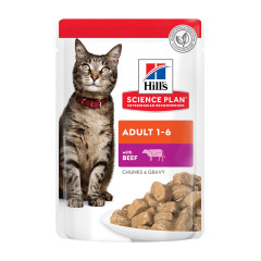 Hill's SCIENCE PLAN Adult Вологий корм для дорослих котів, з яловичиною, пауч, 85г