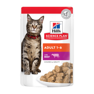 Hill's SCIENCE PLAN Adult Вологий корм для дорослих котів, з яловичиною, пауч, 85г