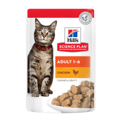 Hill's SCIENCE PLAN Adult Вологий корм для дорослих котів, з куркою пауч, 85г
