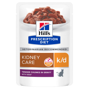 Вологий корм (пауч) для котів Hill's PRESCRIPTION DIET k/d для підтримання функції та здоров’я нирок з яловичиною , 85 г