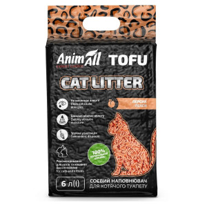 Соєвий наповнювач AnimAll Tofu Peach з ароматом персика, для котів, 6 літрів (2,6 кг)