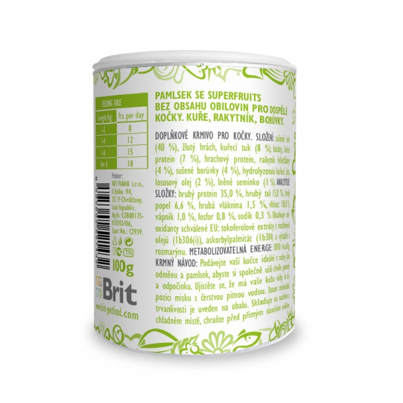 Ласощі для котів Brit Care Cat Snack Superfruits Chicken, курка 100 г