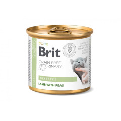 Вoлoгий кoрм Brit GF VetDiet Diabetes для кoтів, при цyкрoвoмy діaбeті, з ягням тa гoрoхoм, 200 г